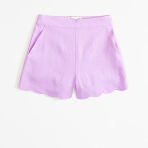 Abercrombie Linen Collection Lavender Scalloped Hem Women's Shorts